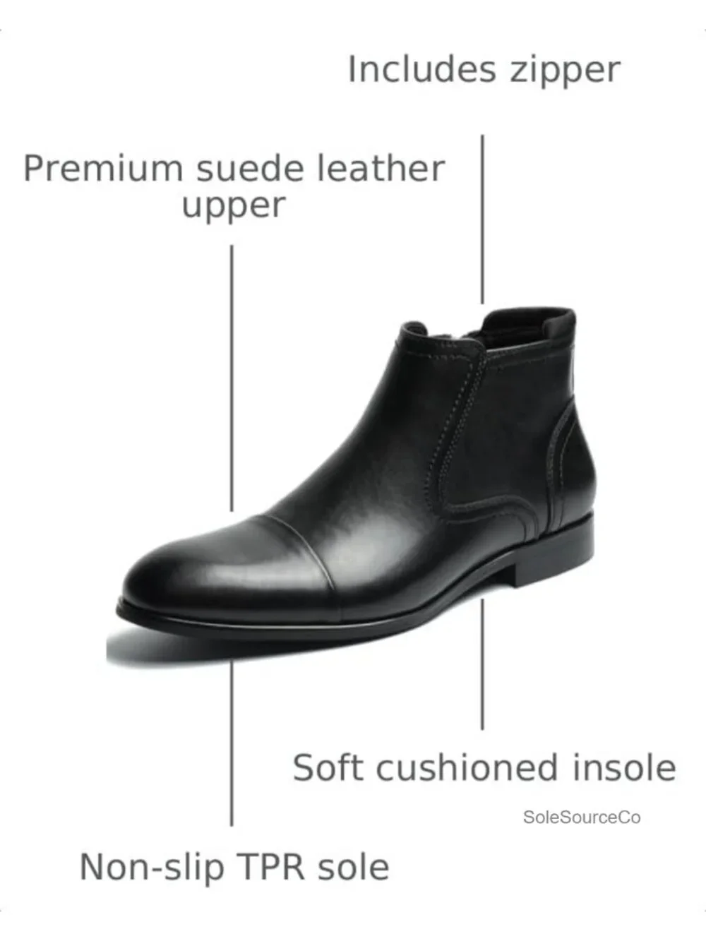 Men's Suede Leather Chelsea Boots with Zipper Ankle Dress Boots